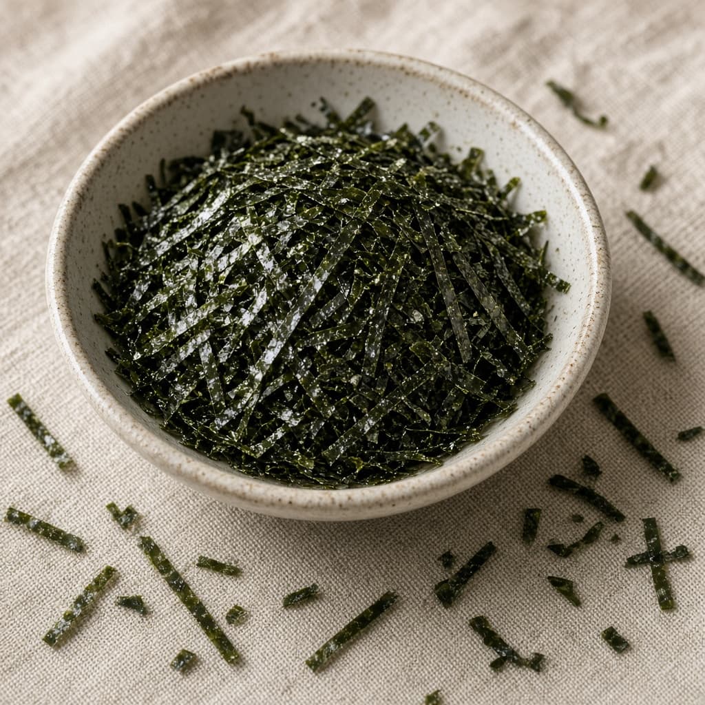 Illustration of shredded kizami nori strips