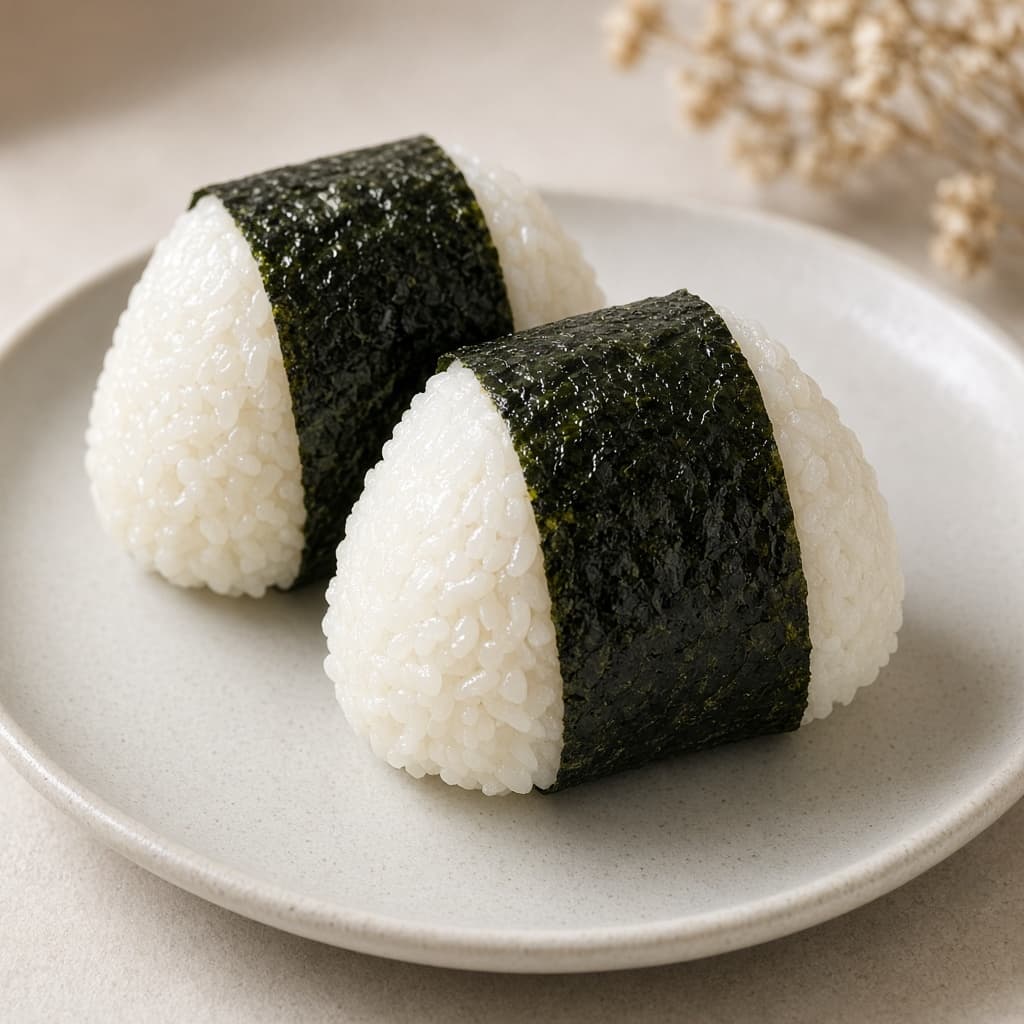 Illustration of onigiri nori strips for rice-ball wrapping