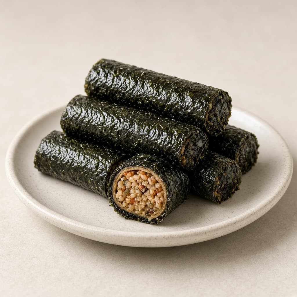 Illustration of a roasted nori roll